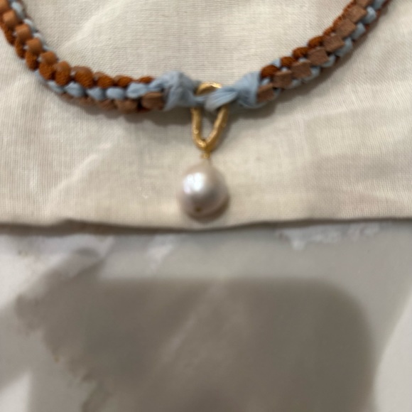 NWT Forte_Forte Scoobydoo Choker handmade blue leather authentic river pearl! - Picture 9 of 9